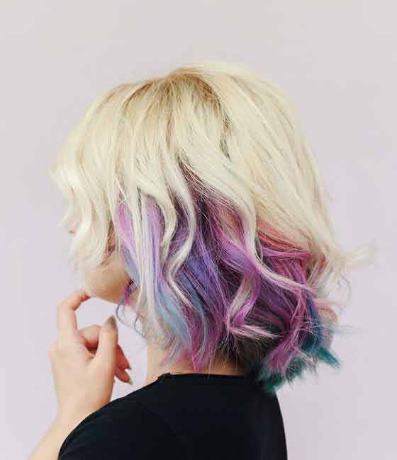 Idea for pastel unicorn balayage color for blonde hair