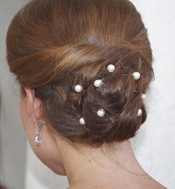 Kate Middleton's pearl encrusted bun hairtyle