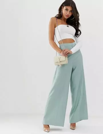 Powder blue palazzos with tube top