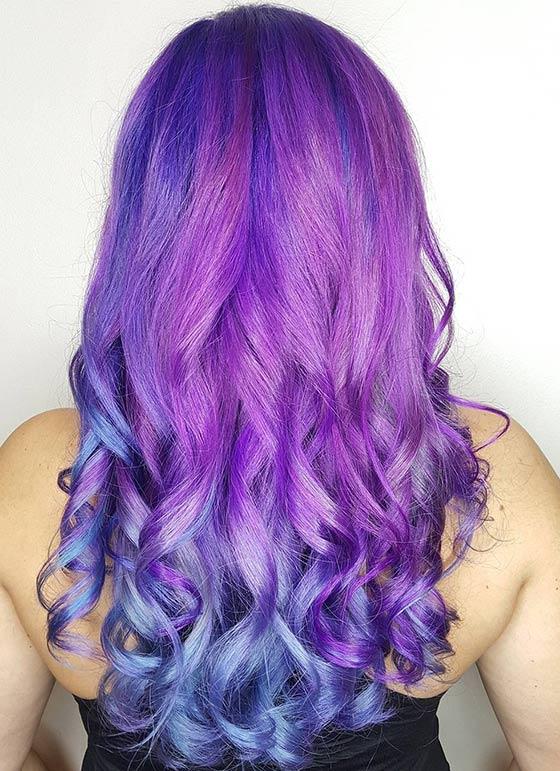 Purple Mermaid Ombré On Long Hair | Instagram