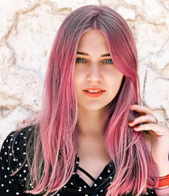 Raspberry sorbet balayage hair color idea to get shades of pink and purple
