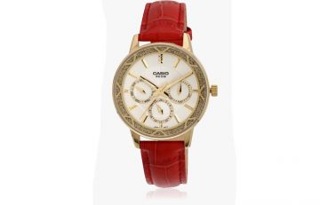 Best Selling Casio Watches For Women - 4. Red Leather Analog Watch