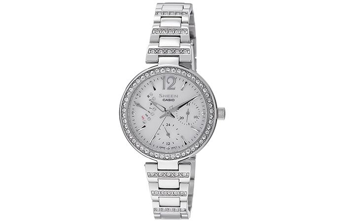 casio silver analog watch