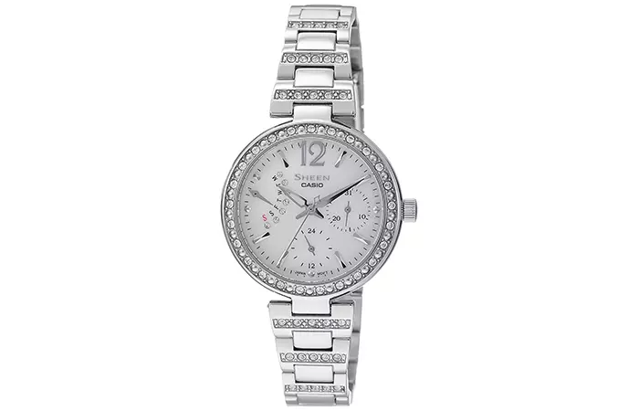 Best Selling Casio Watches For Women - 1. Sheen Analog Silver Watch