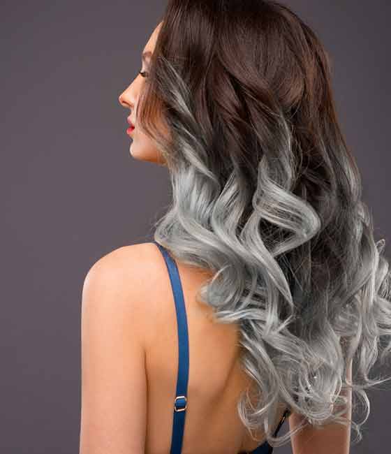 Silver fox balayage hair color idea