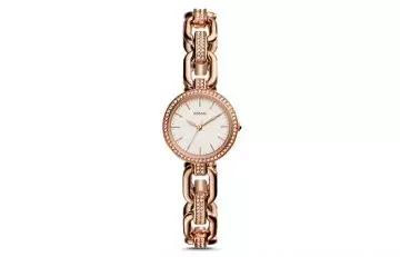 Best Fossil Watches For Indian Women - 7. Three Hand Rose Gold Crystal Watch