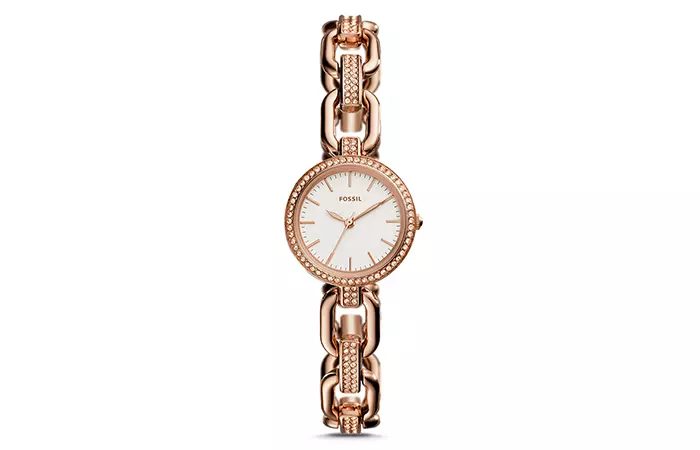 Best Fossil Watches For Indian Women - 7. Three Hand Rose Gold Crystal Watch