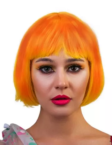 Vivid orange yellow ombre on straight bob for a bright and sunshiny look