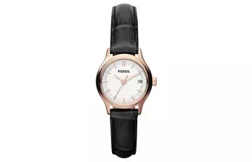 Best Fossil Watches For Indian Women - 10. White Analog Watch With Black Strap
