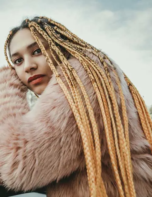 Woman with colorful box braids