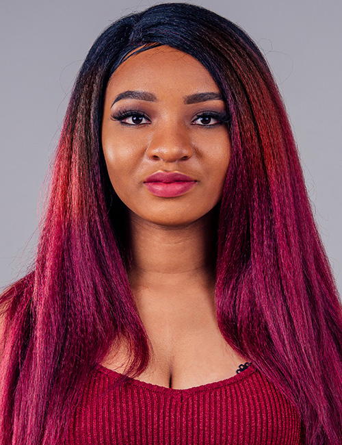 A stunning magenta ombre on straight long hair