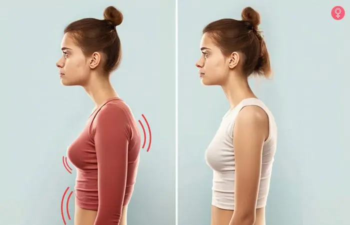 Body posture to hide belly fat