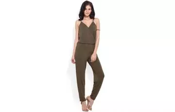 Bold olive green jumpsuit for women