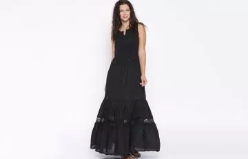 Dark colored flowing dresses to hide belly fat