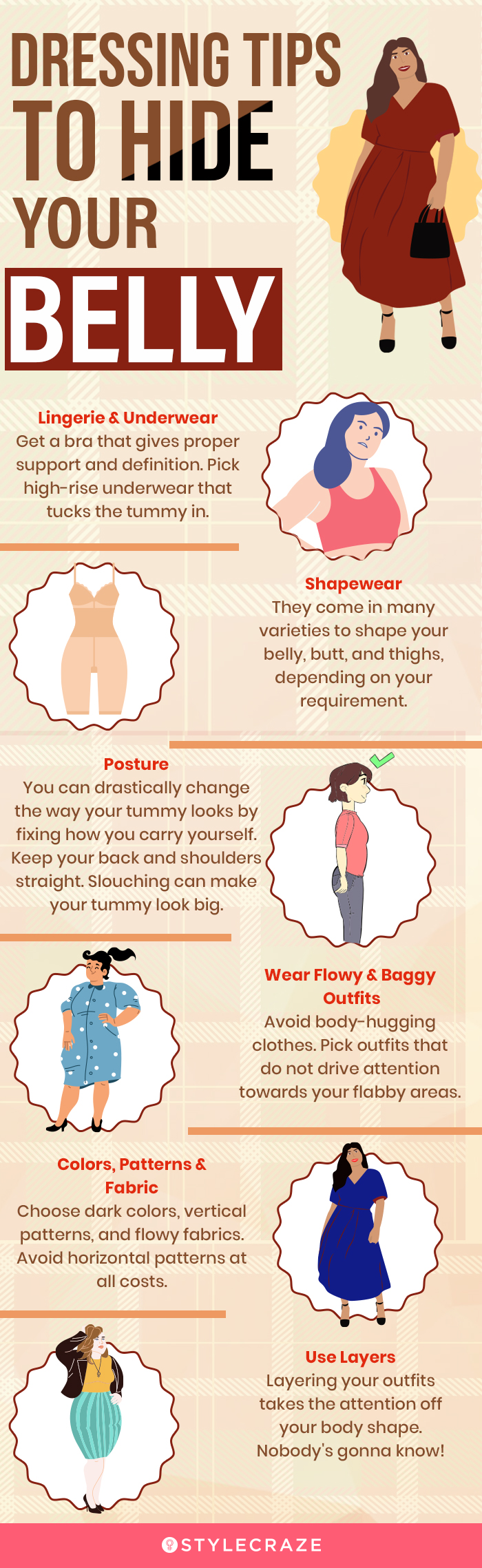 dressing tips to hide your belly (infographic)