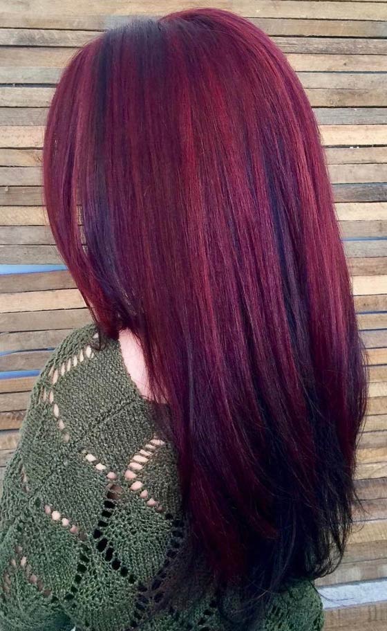 Fiery red mahogany hair color