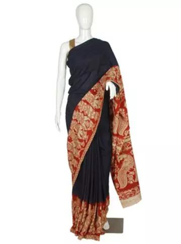 Kalamkari printed khadi silk saree with matching blouse