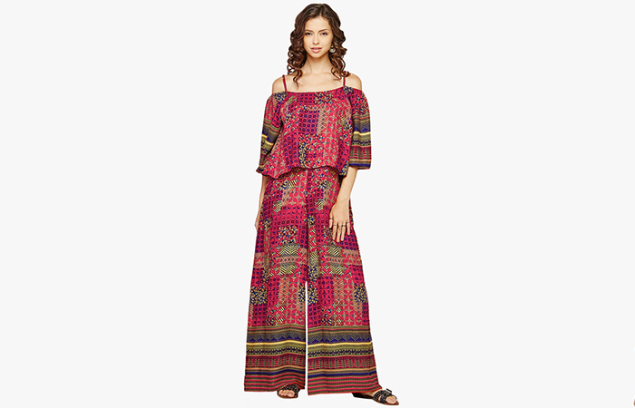 Printed baggy rayon jumpsuit for women