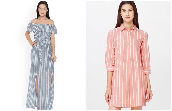 Vertical pattern shirts or dresses to hide belly fat