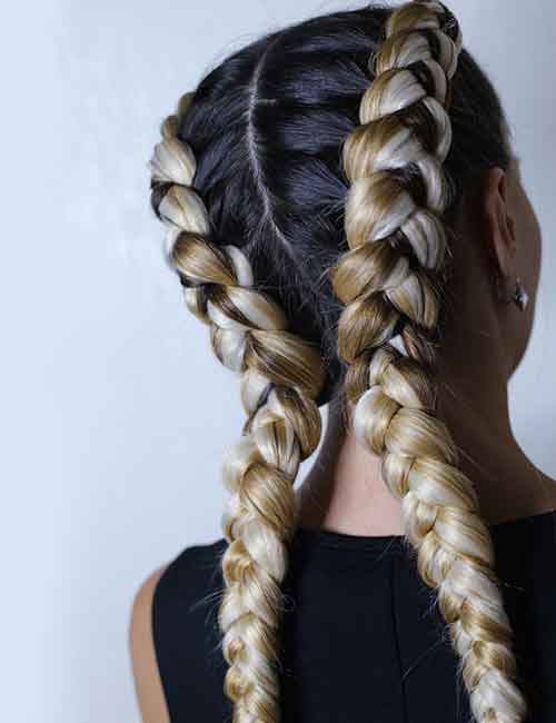 Goddess braids pigtails hairstyle