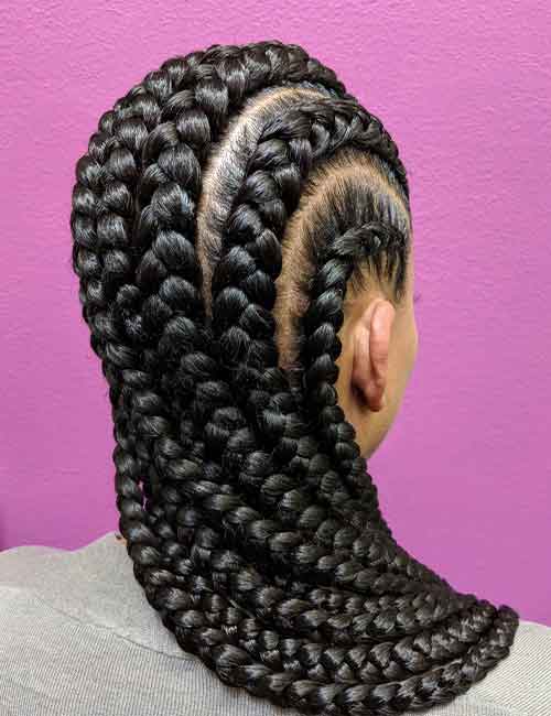 Straight back goddess braids hairstyle