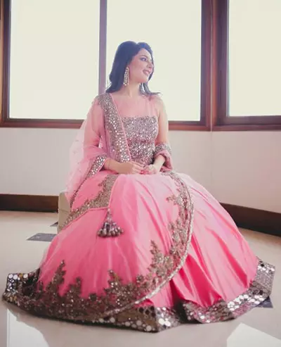 10. Candy Pink Lehenga With Sequined Work