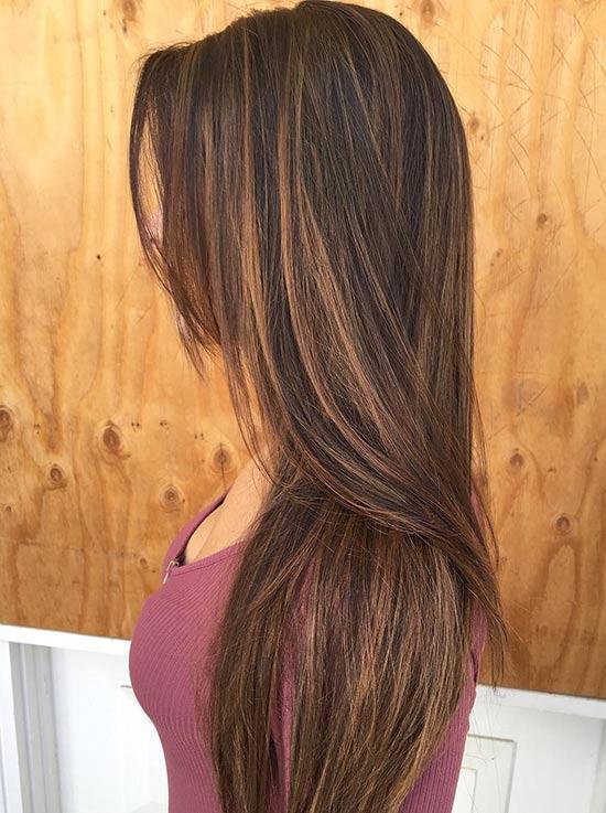 Deep caramel balayage highlights