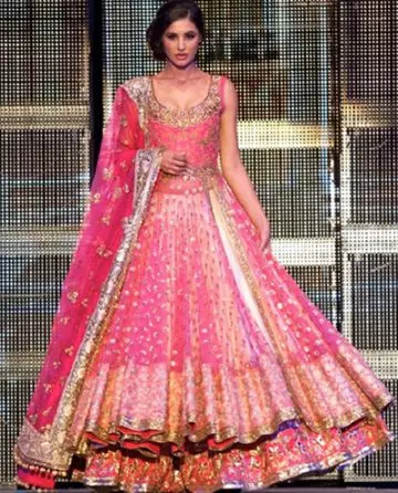4. Nargis Fakhri In Candy Pink Studded Lehenga