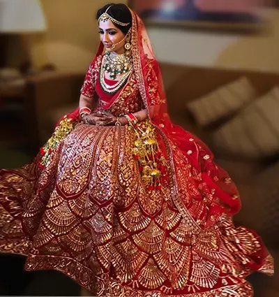 4. Red Lehenga With Gold Work