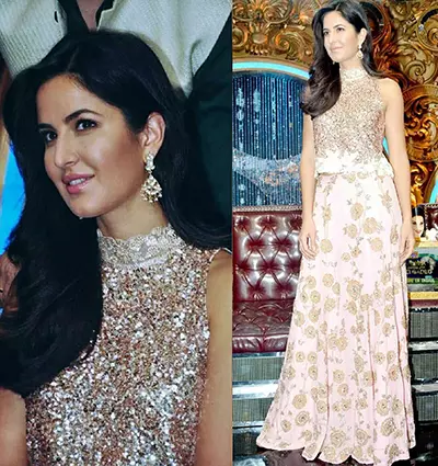 6. Katrina Kaif In Sequined Top And Embroidered Skirt