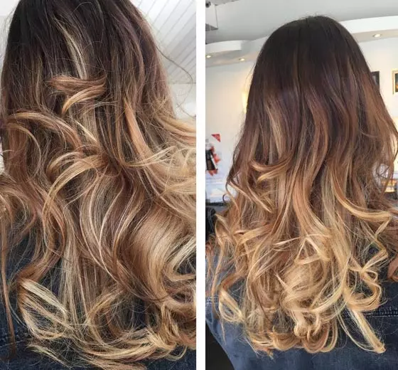 Caramel and honey sorbet hair color idea for your curls