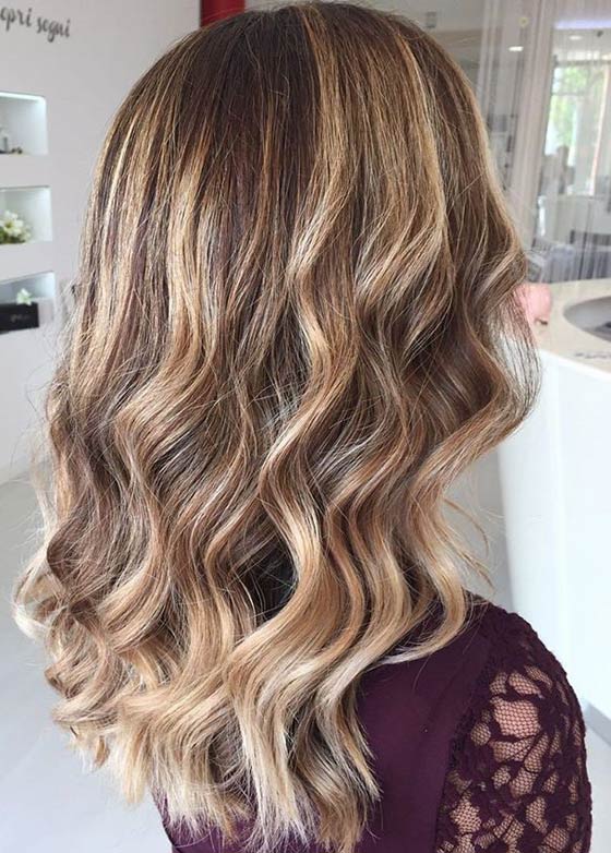 Coffee and honey blonde hair color idea for your light brown hair