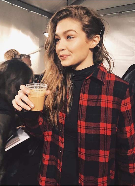Gigi Hadid In A Flannel Shirt