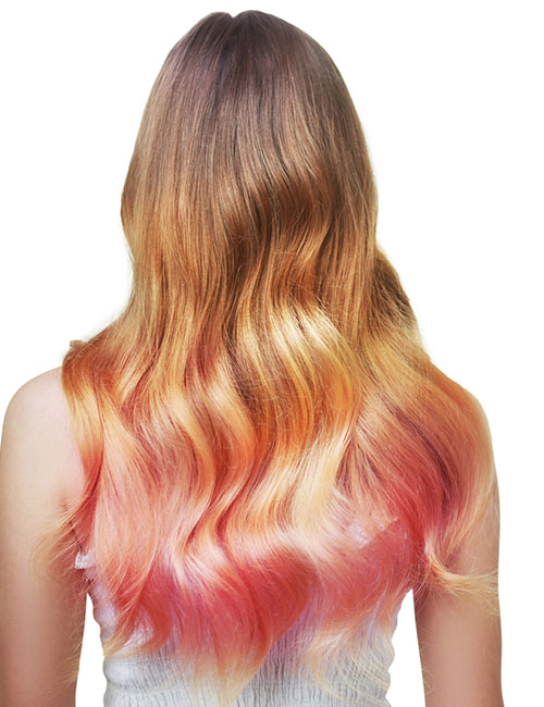 Kaleidoscope strawberry blonde hair color
