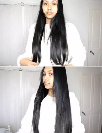 Before and after using black seed oil for hair growth
