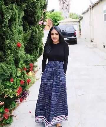 Wear your long blue maxi skirt with a plain top