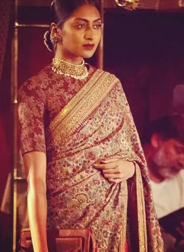 Pattu saree blouse design with high neck