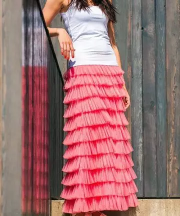 Wear your tulle maxi skirt with a plain top