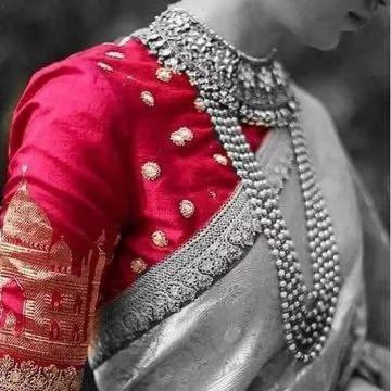 Pattu saree blouse with contrast designs
