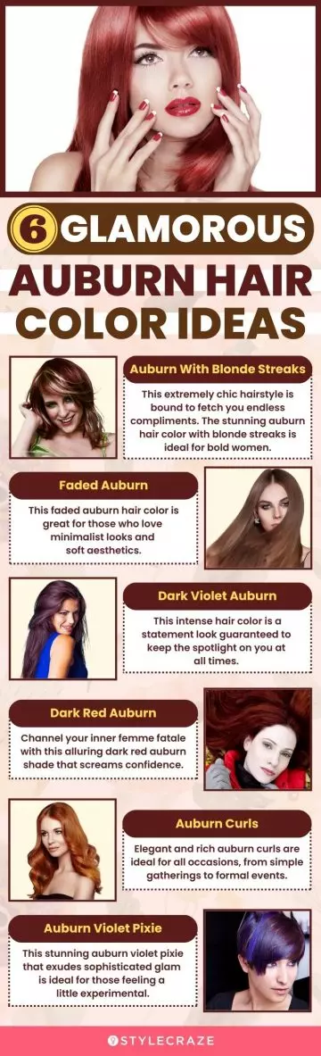 6 glamorous auburn hair color ideas (infographic)