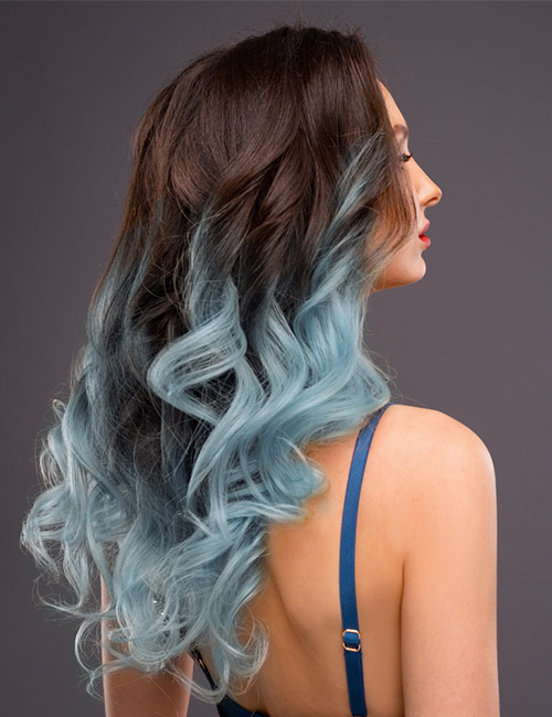 Brown Auburn And Blue Ombre