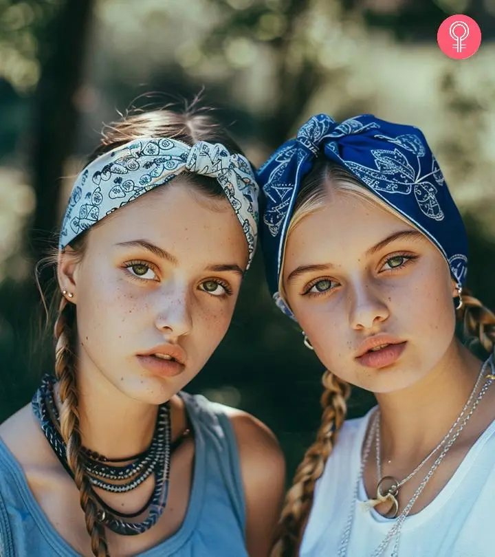 women wearing bandana