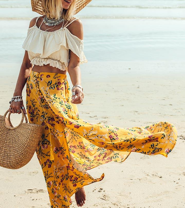 white flowy skirt and top