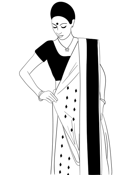 Step 9 of draping saree in Bengali style