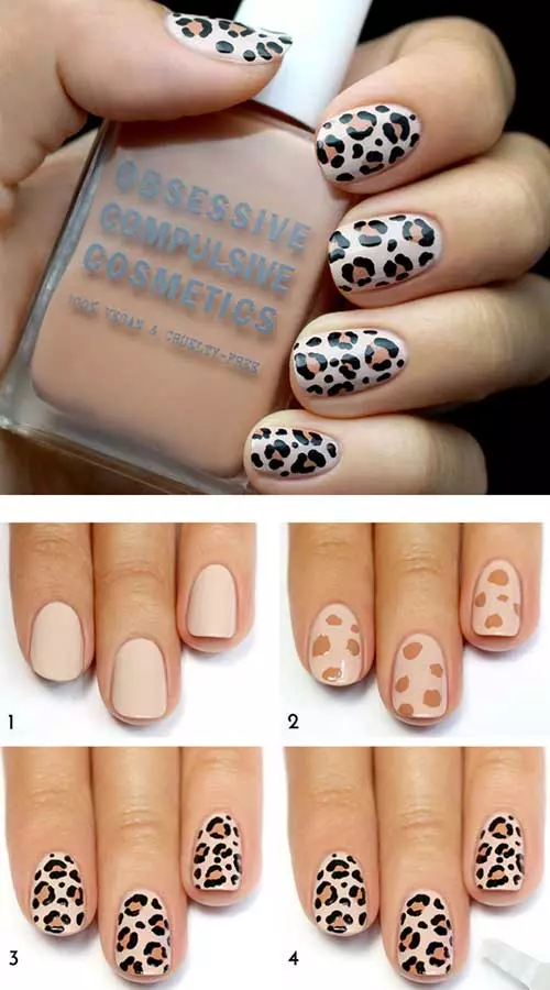 Leopard print nails acrylic nail design
