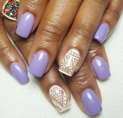 Lavender boho acrylic nail design