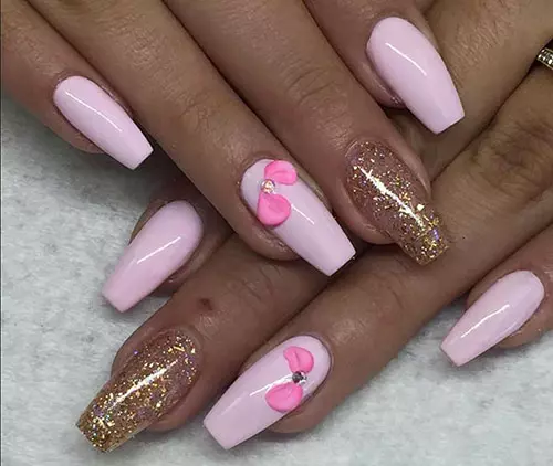 3D bow accent acrylic nail design