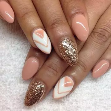 Dusty pink and rose gold glitter acrylic nail design