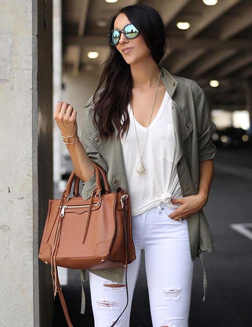 Layer it up with white jeans