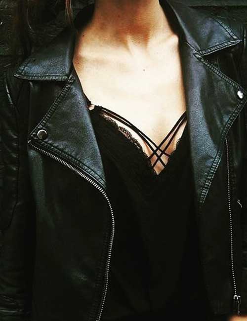 How to wear a bralette under a leather jacket
